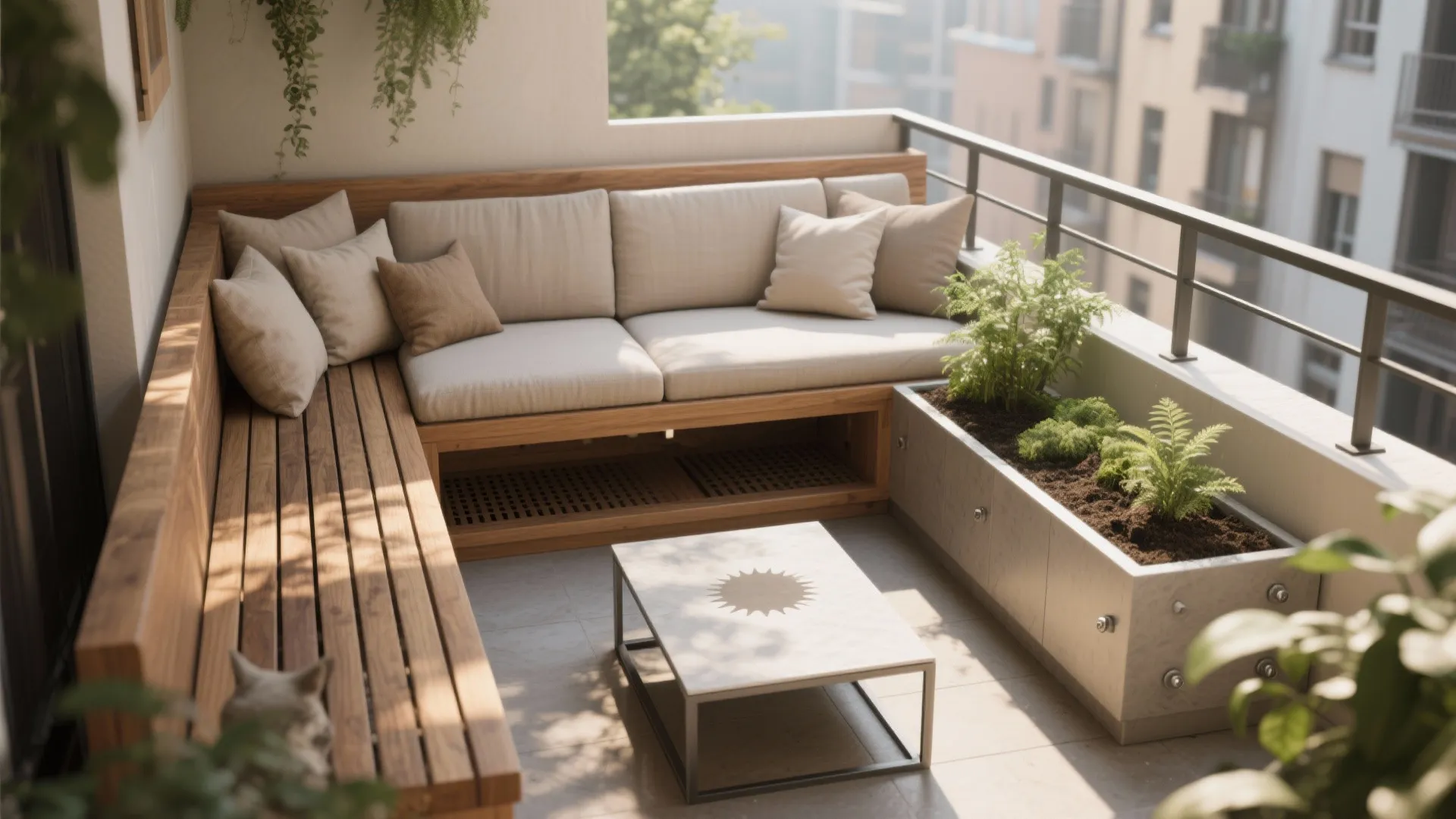 3. Multi-Functional Furniture with Planter Integration