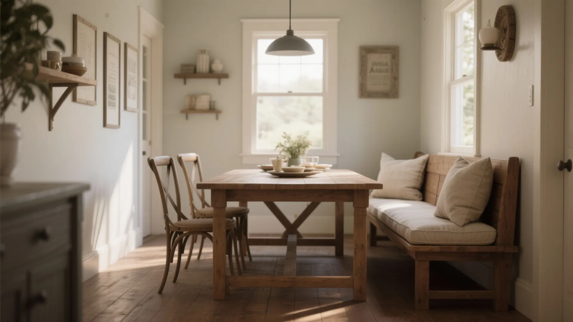 2. Pair an Ana White farmhouse table with bench + X chairs