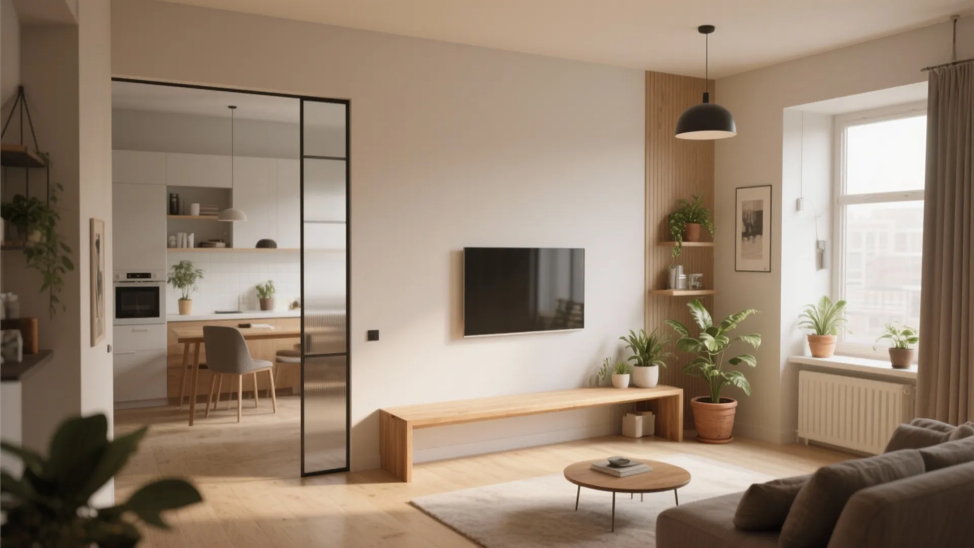 10. Bench as Divider in Open Plan