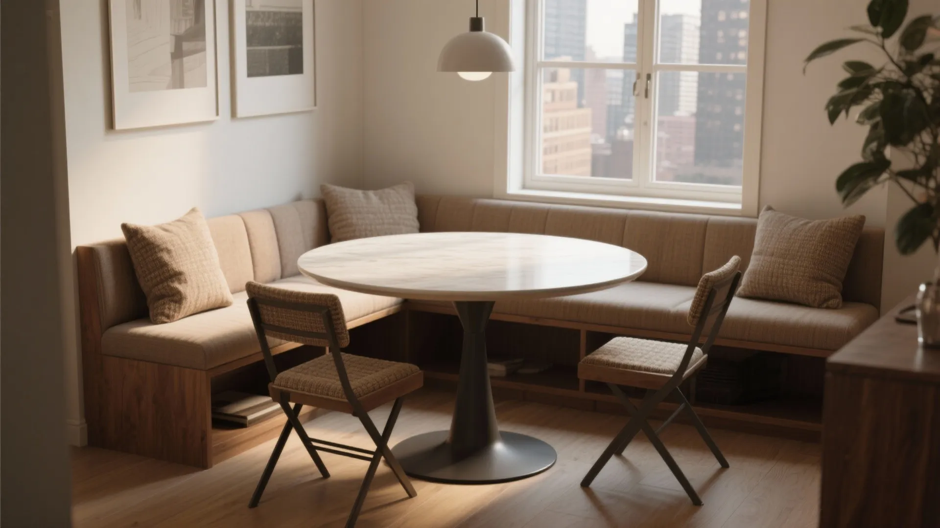 2. Pair the oval with a built-in bench