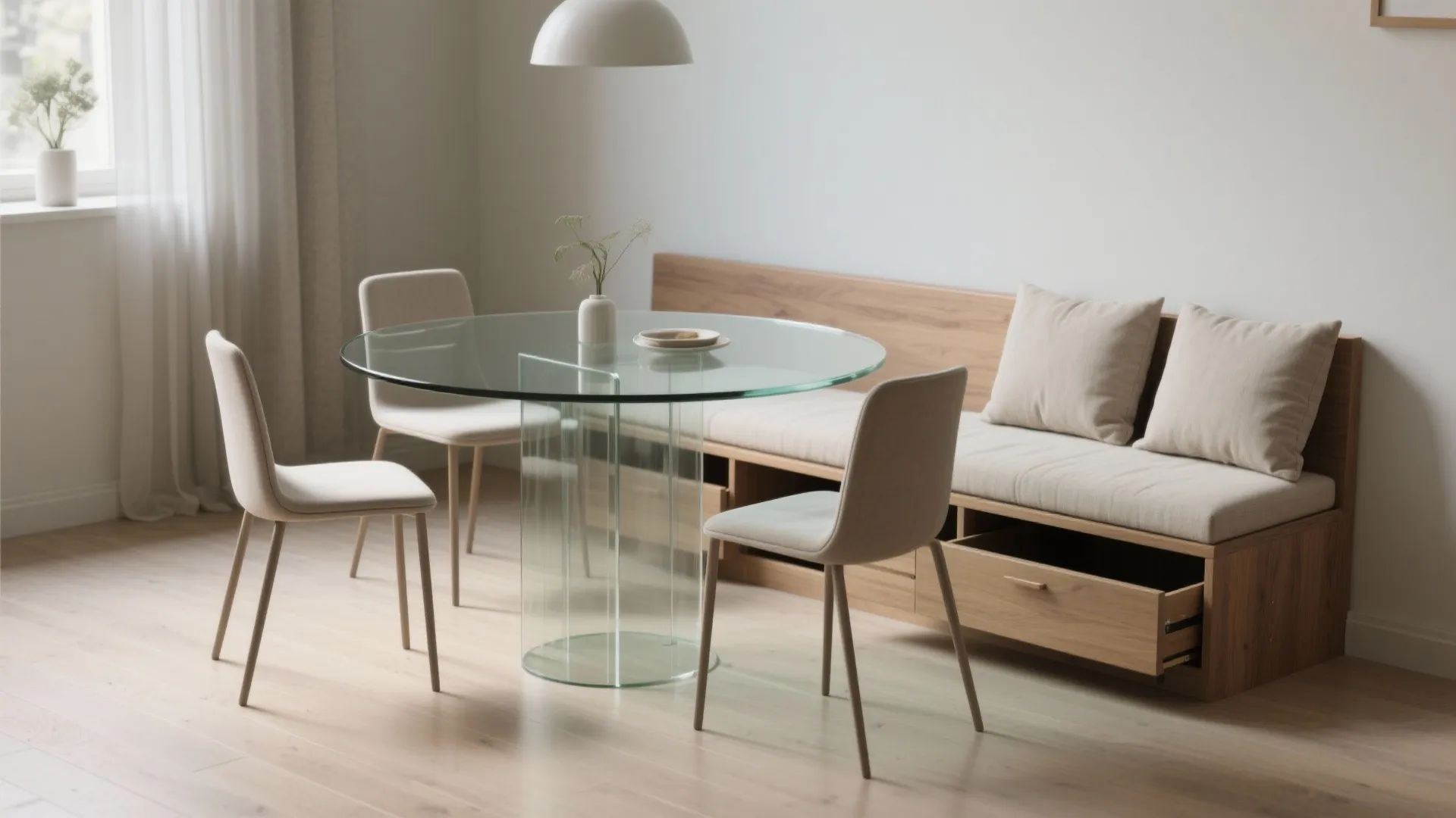 4. Bench One Side, Chairs on the Rest