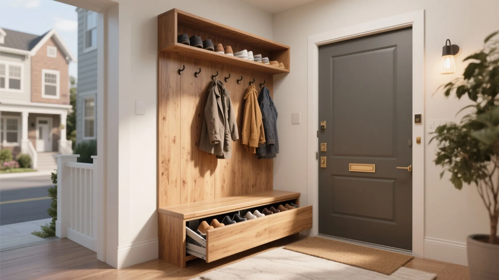 Built-In Bench with Shoe Storage
