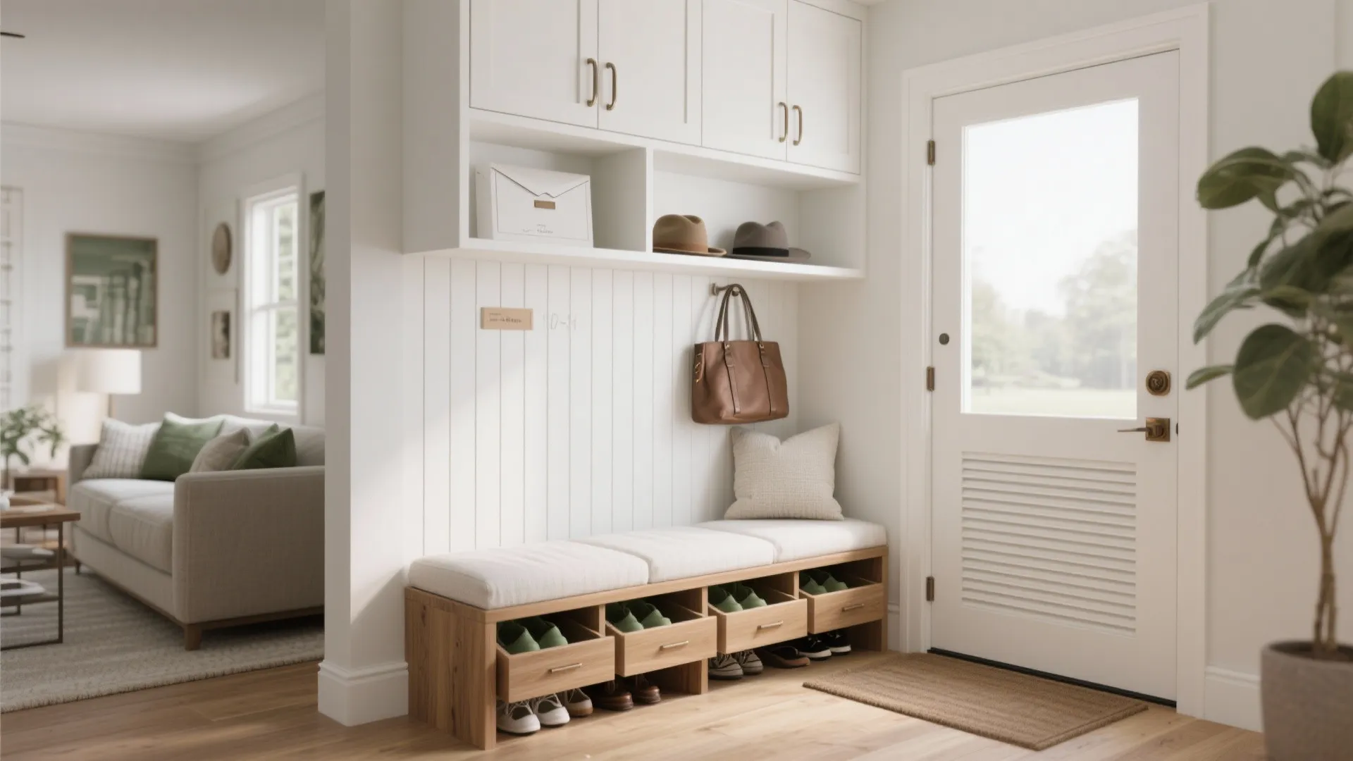 Built-in Bench + Shoe Wall That Works as Furniture