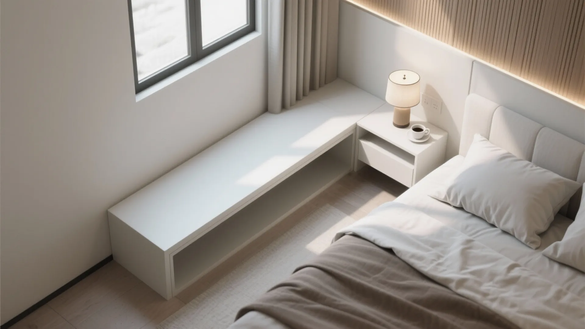 4. Bench with Built-in Side Table