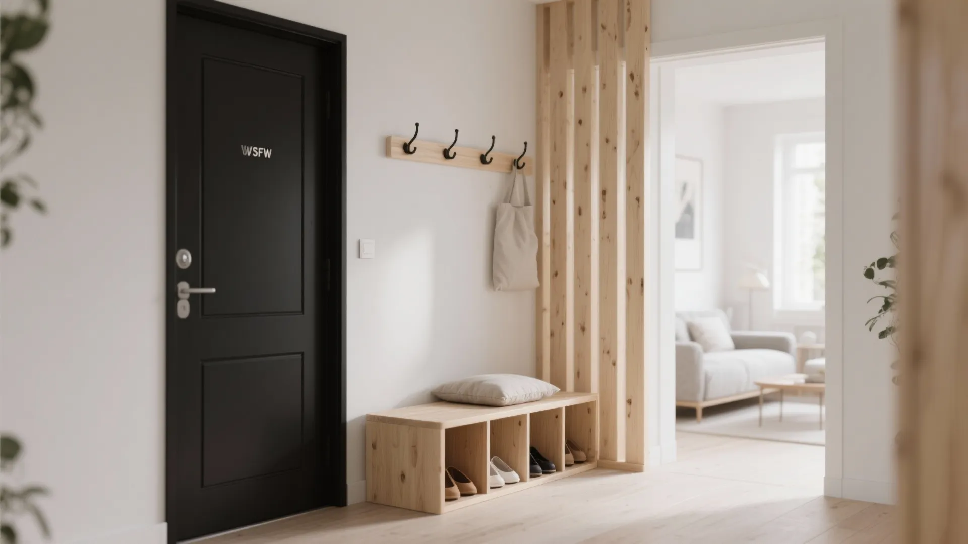 Scandinavian Plywood Entry Bench + Slatted Divider