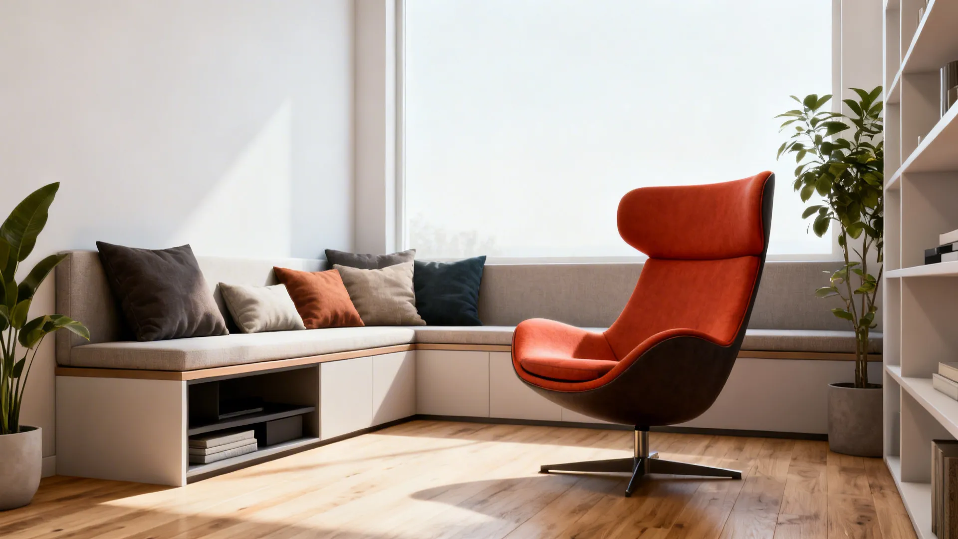 5. Bench seating + statement chair