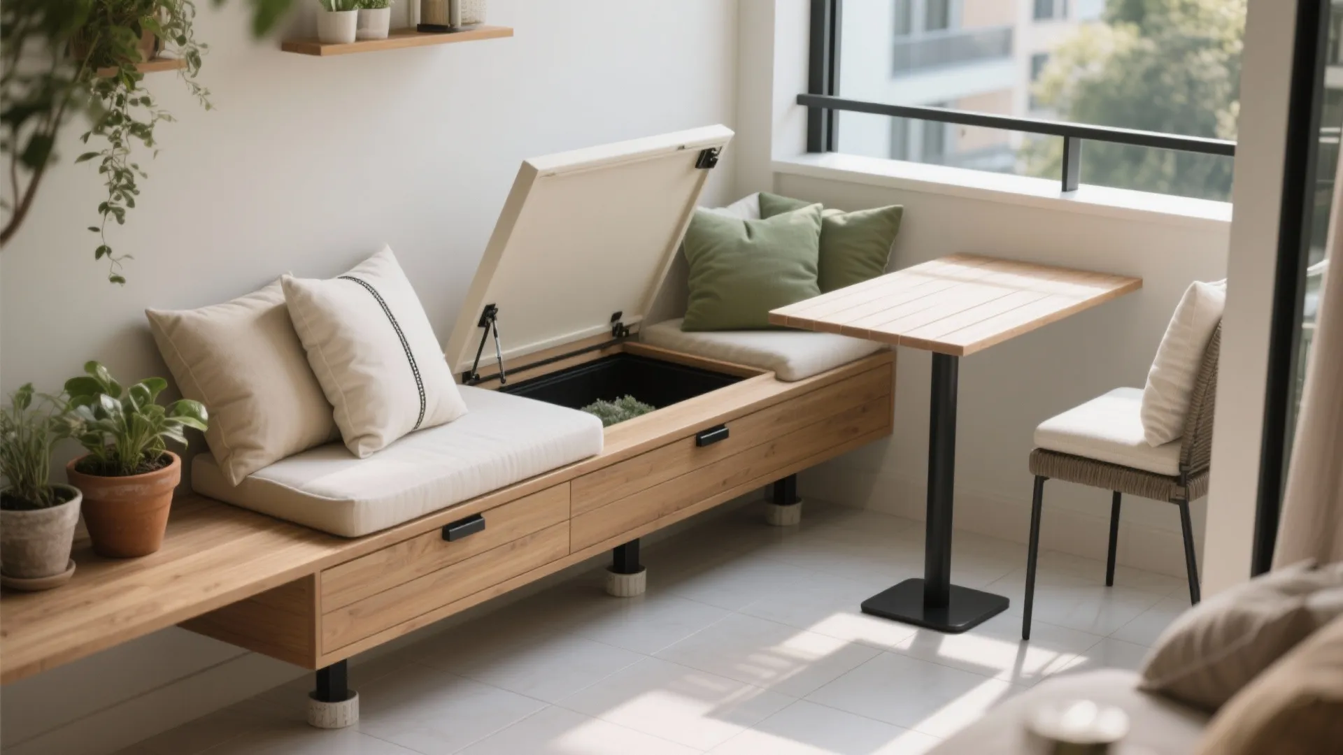 Built-In Bench Seating with Hidden Utility