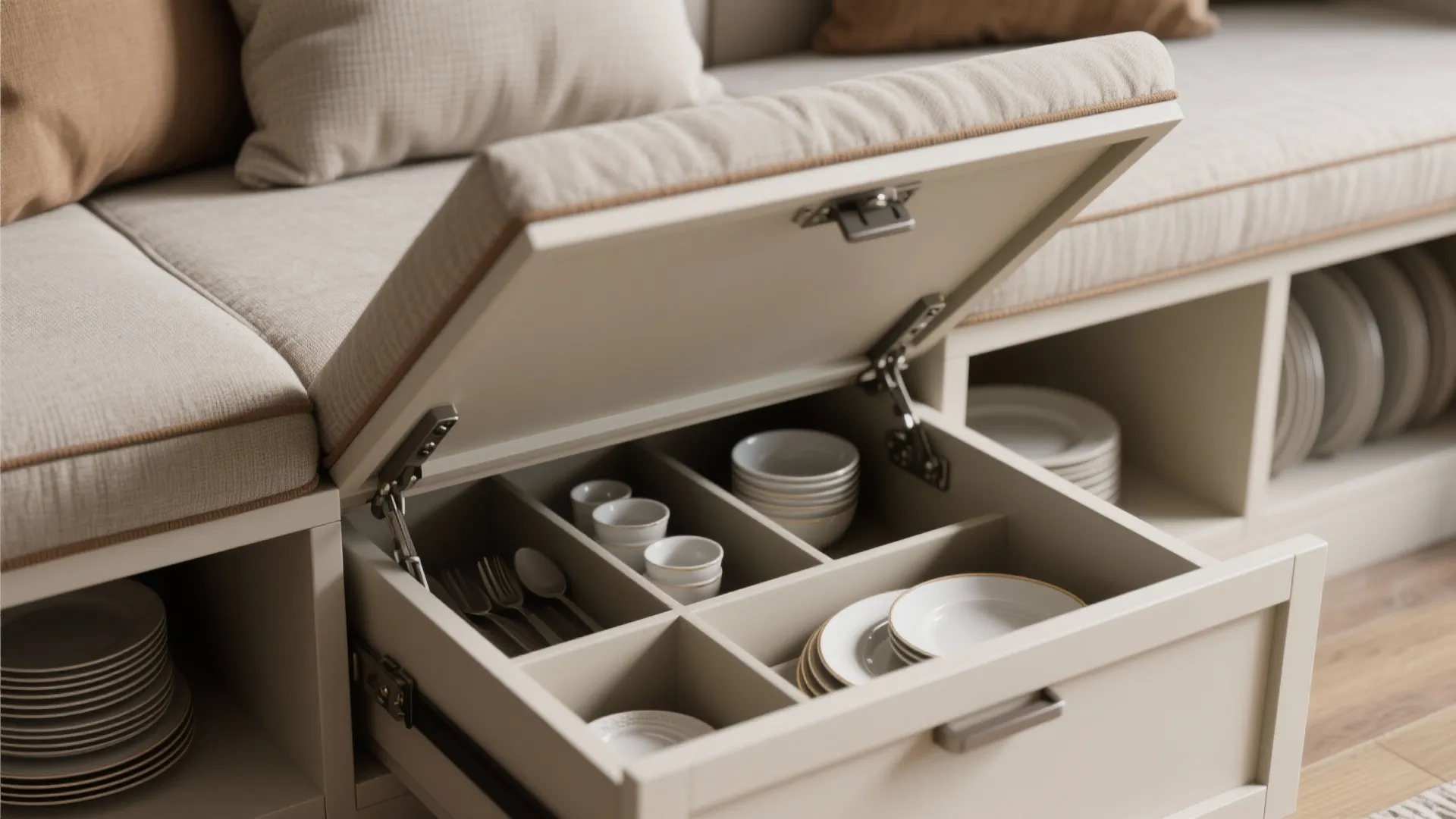 4. Bench seating with built-in storage