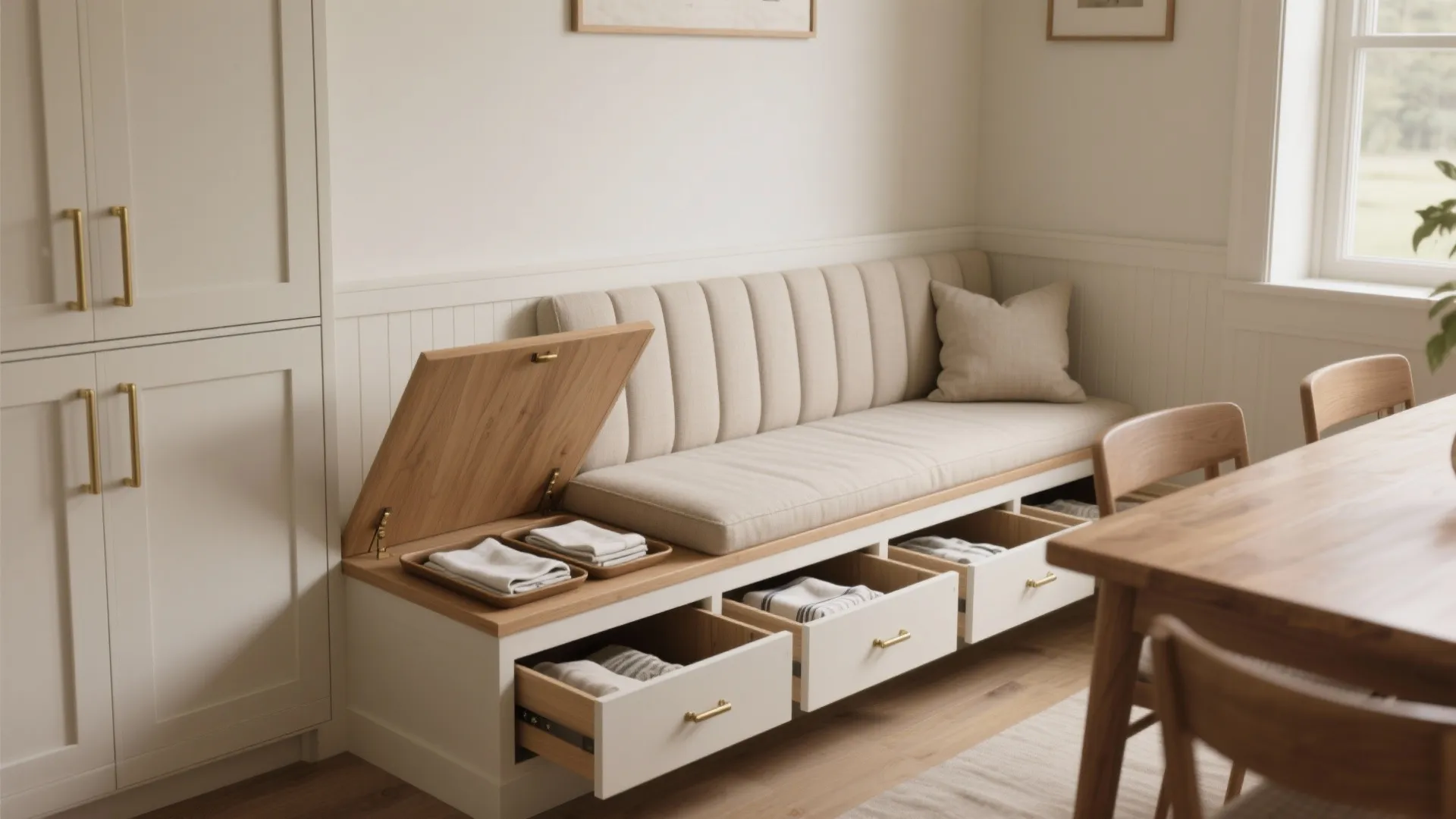 1. Built-in Bench Seating with Hidden Storage