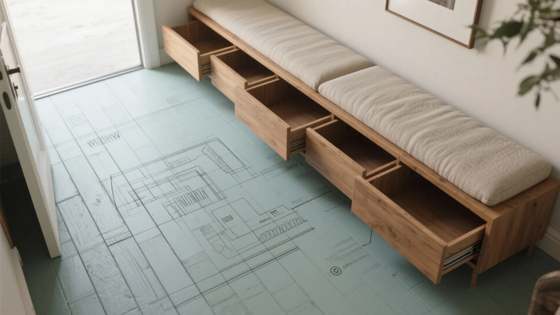 3. Convert under-bench storage for double duty