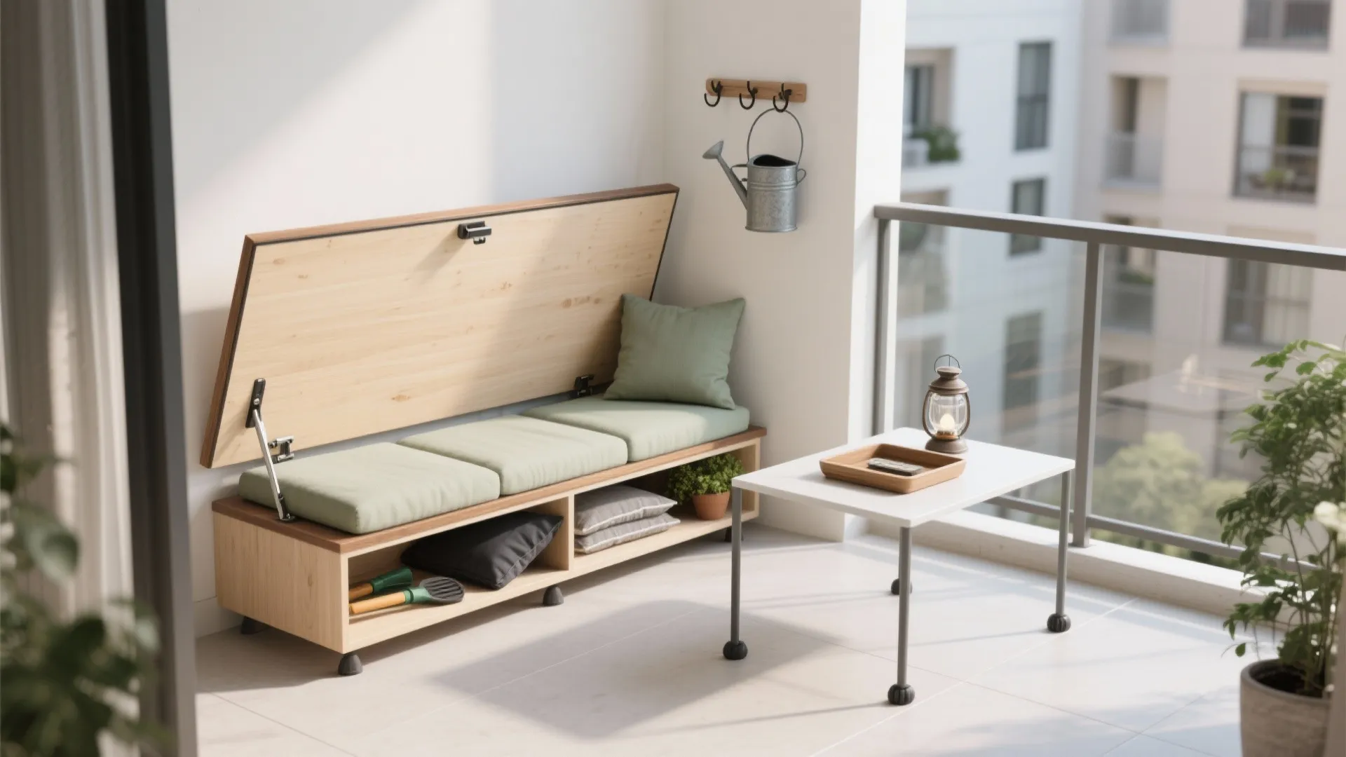 Minimalist bench seating with hidden storage