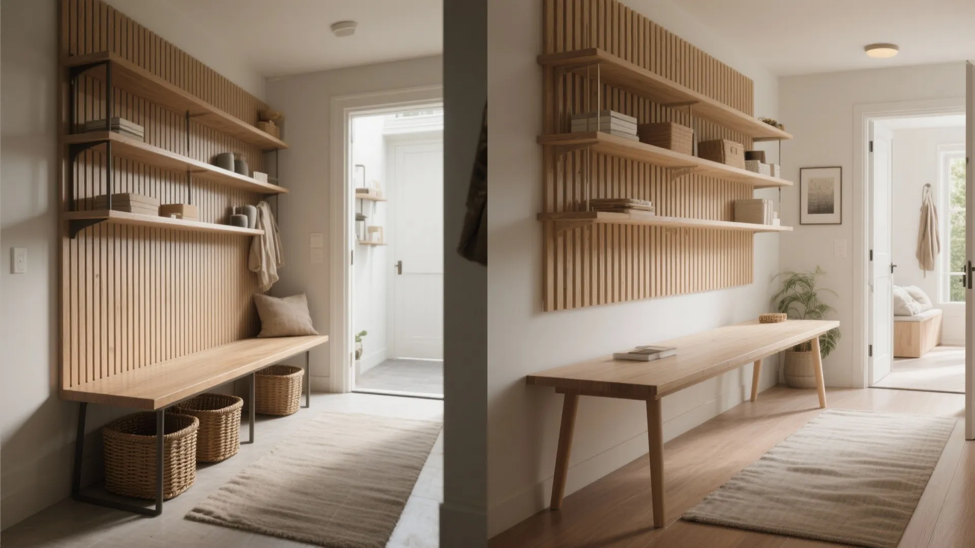 Bench-table combo with shoe storage