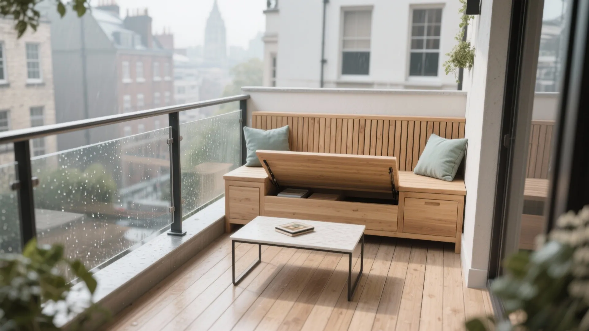 Built-in bench seating with hidden storage
