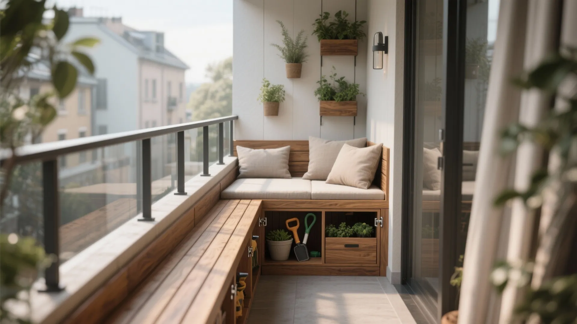 2. Built-in bench with storage — sit more, stash more