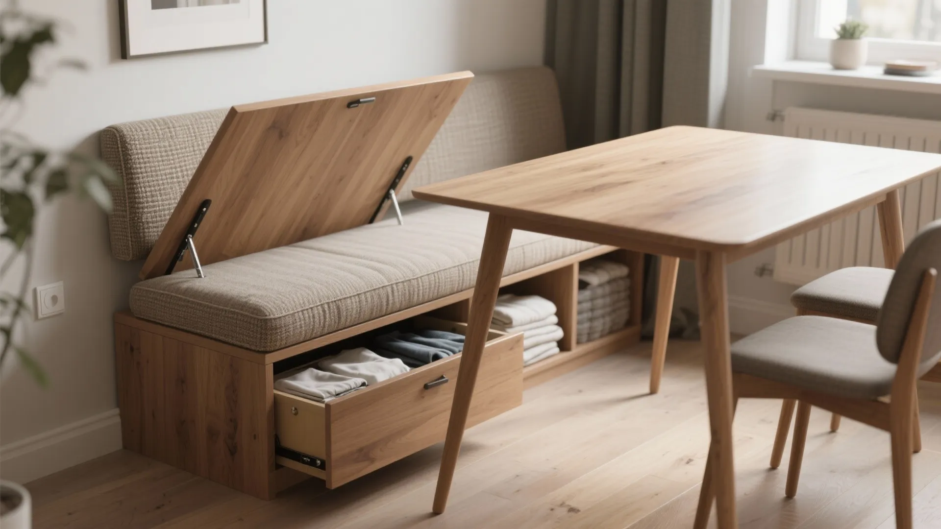 2. Bench seating with storage