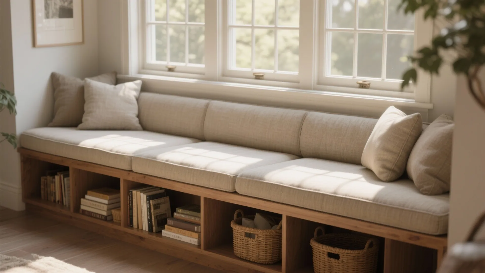 4. Multipurpose Bench with Built-In Shelving