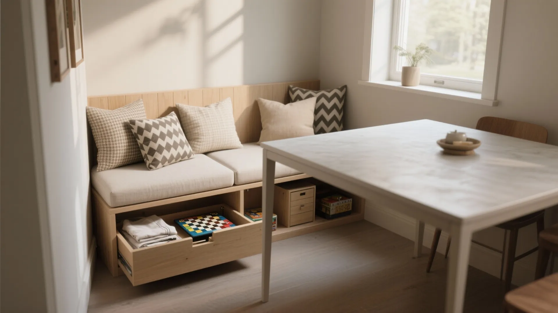 4. Bench seating with under-seat storage