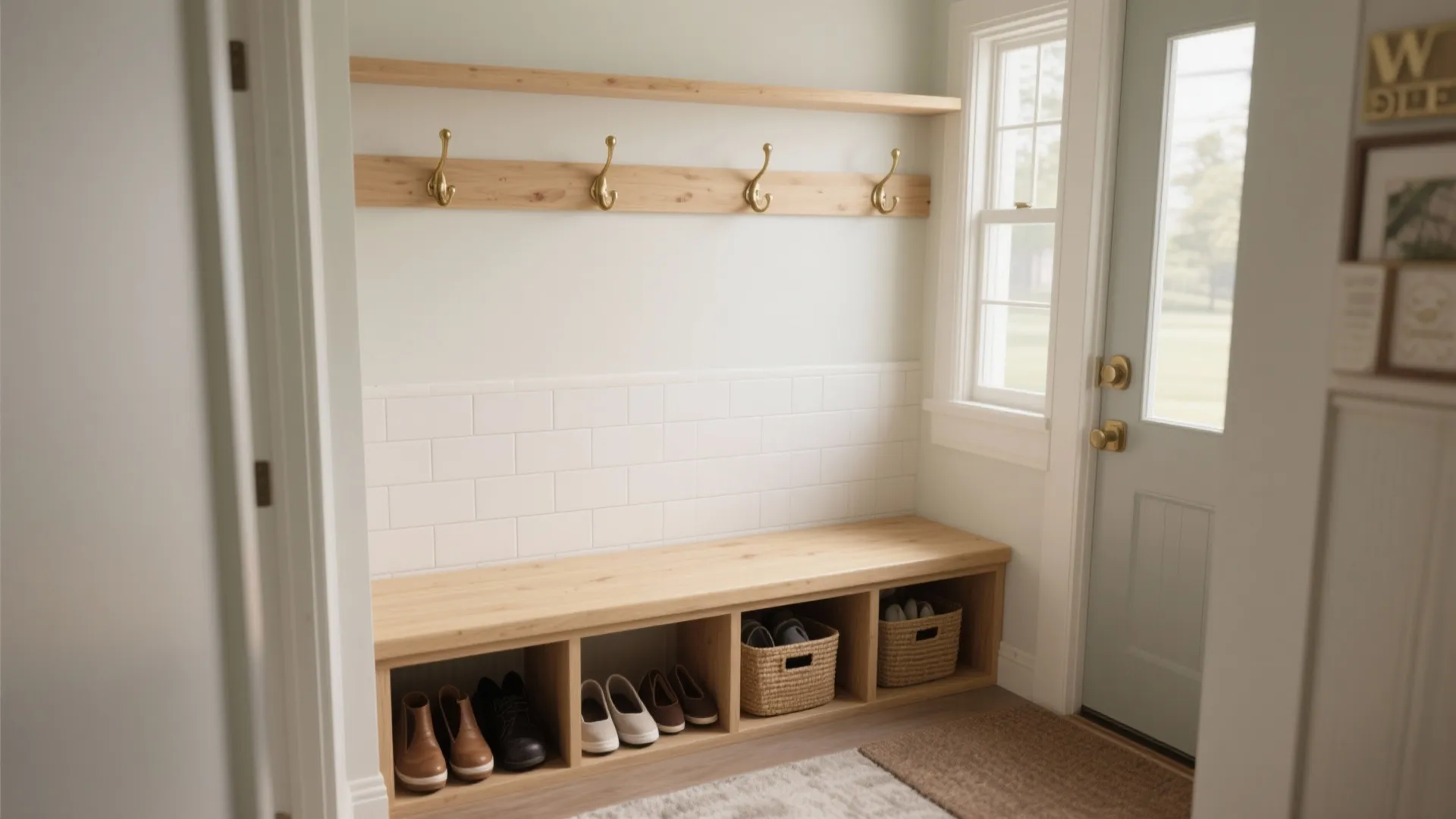 2. Built-in bench with hidden storage