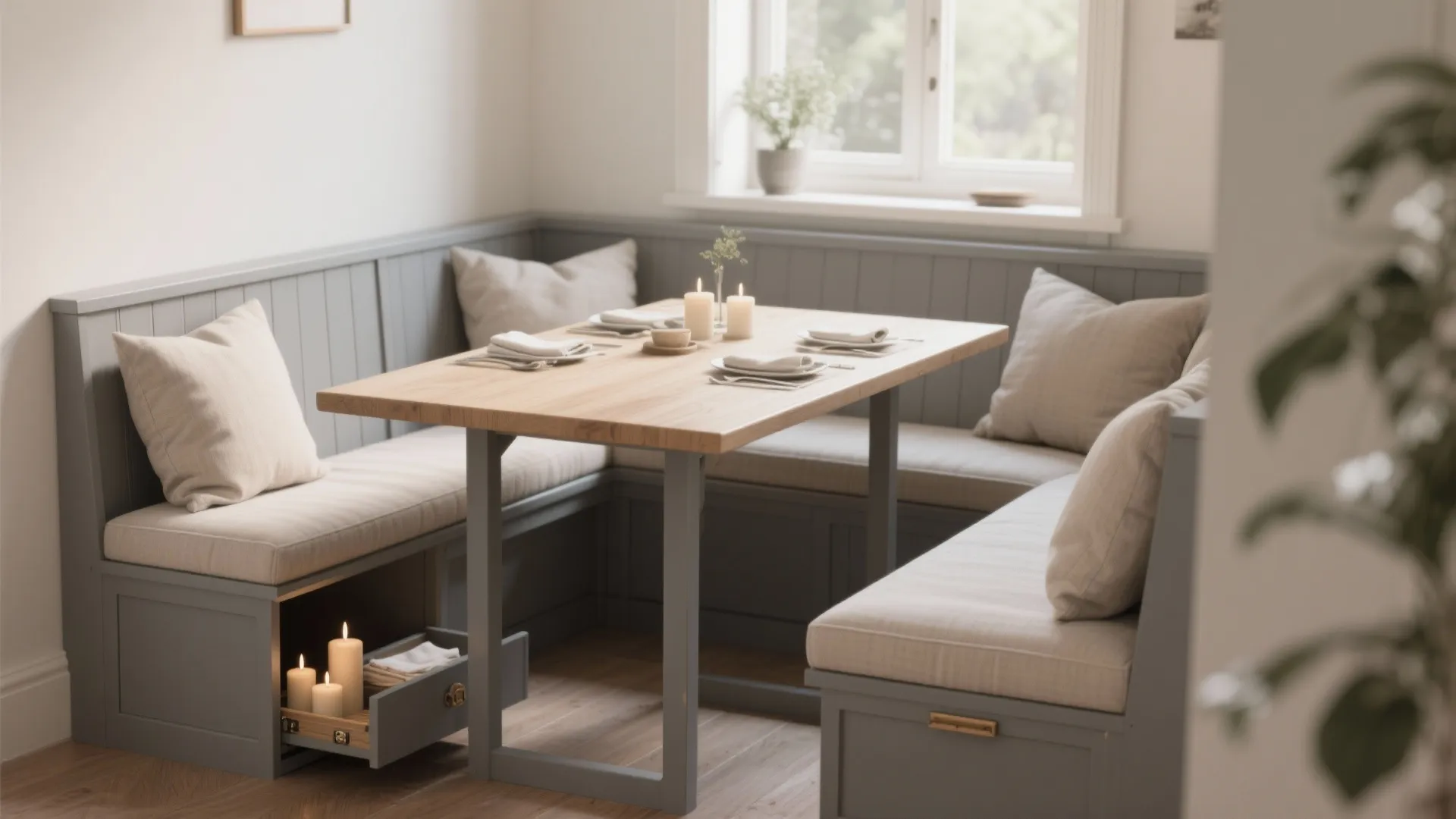 2. Bench Seating to Save Space and Add Coziness
