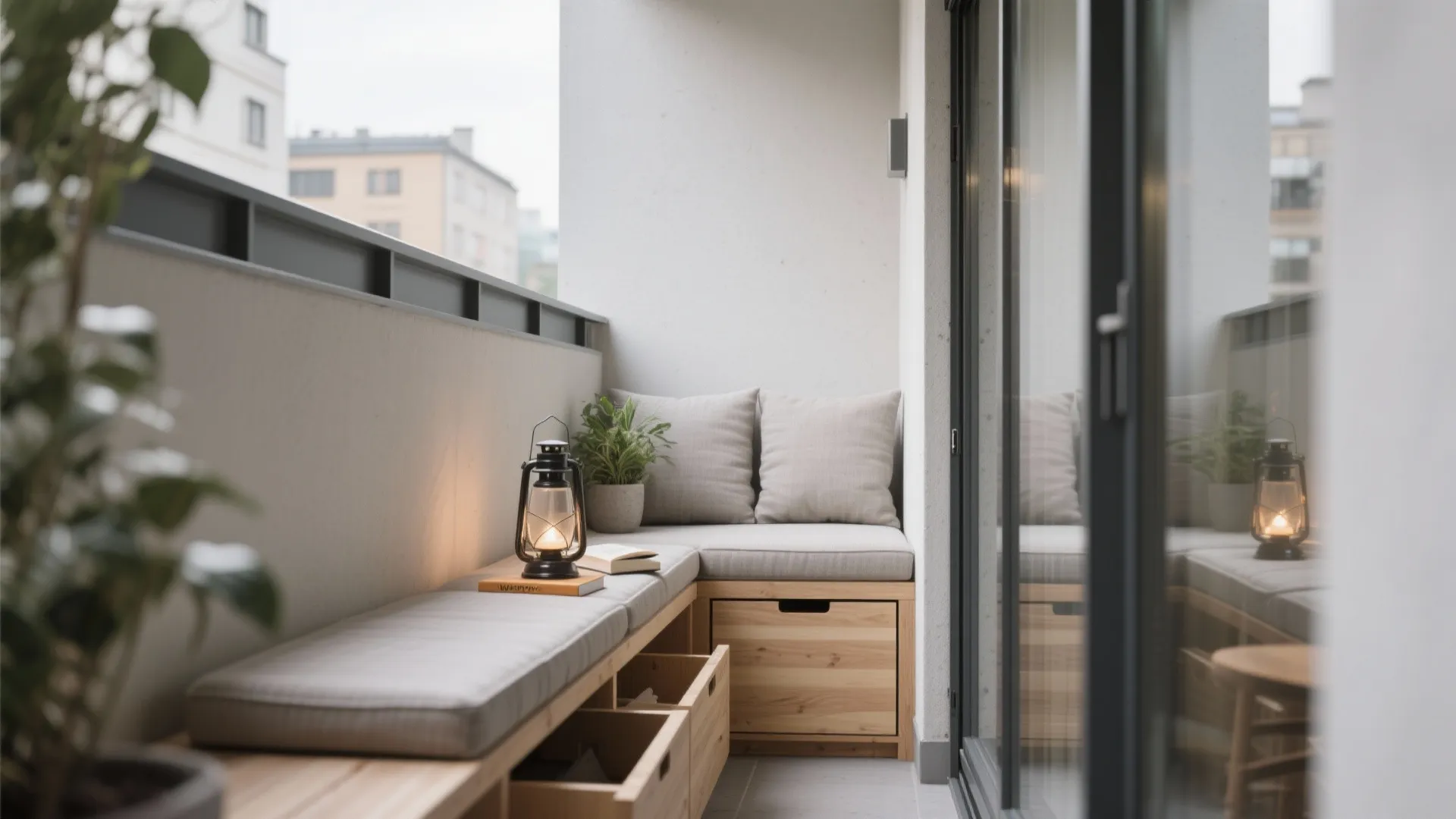 Minimalist Balcony Storage That Doubles as Seating
