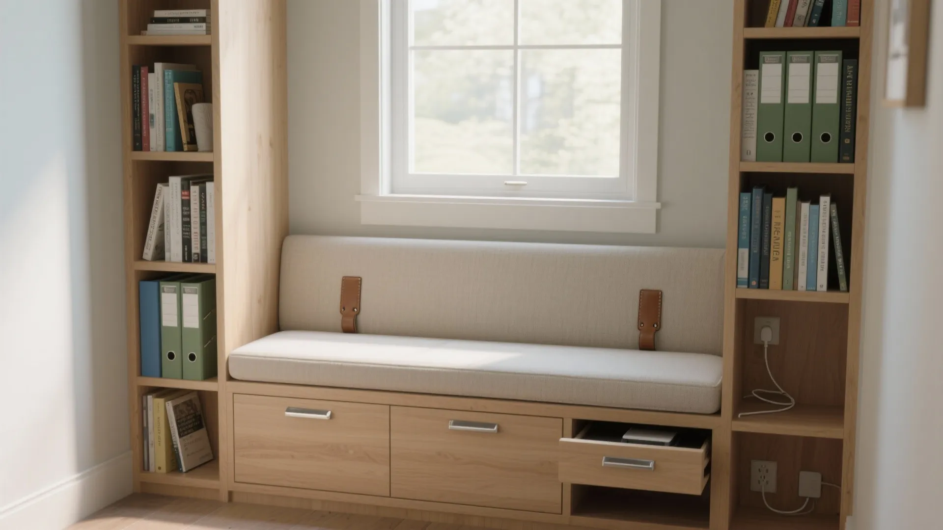 Built-in wall storage with bench seating