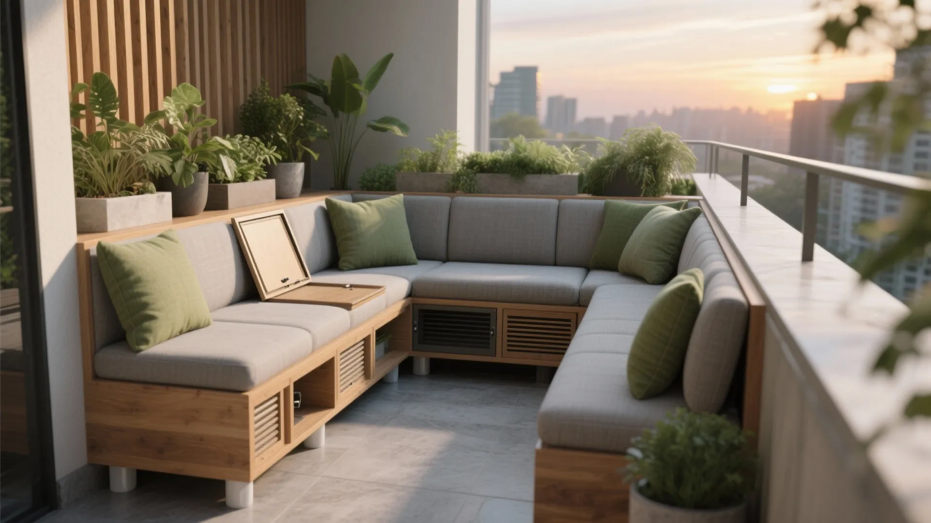 Built-In Bench Storage + Multi-Level Planters