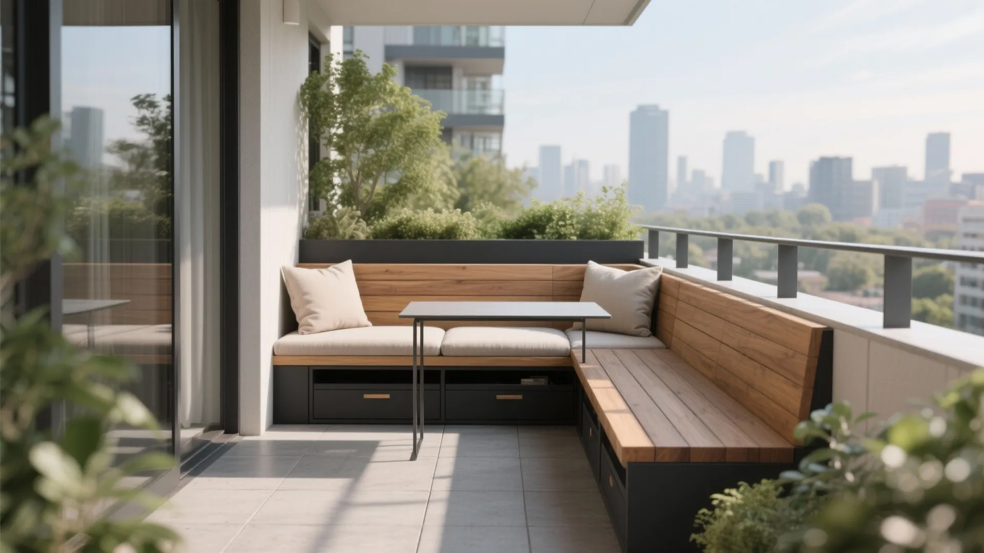 Built-in bench seating with hidden storage