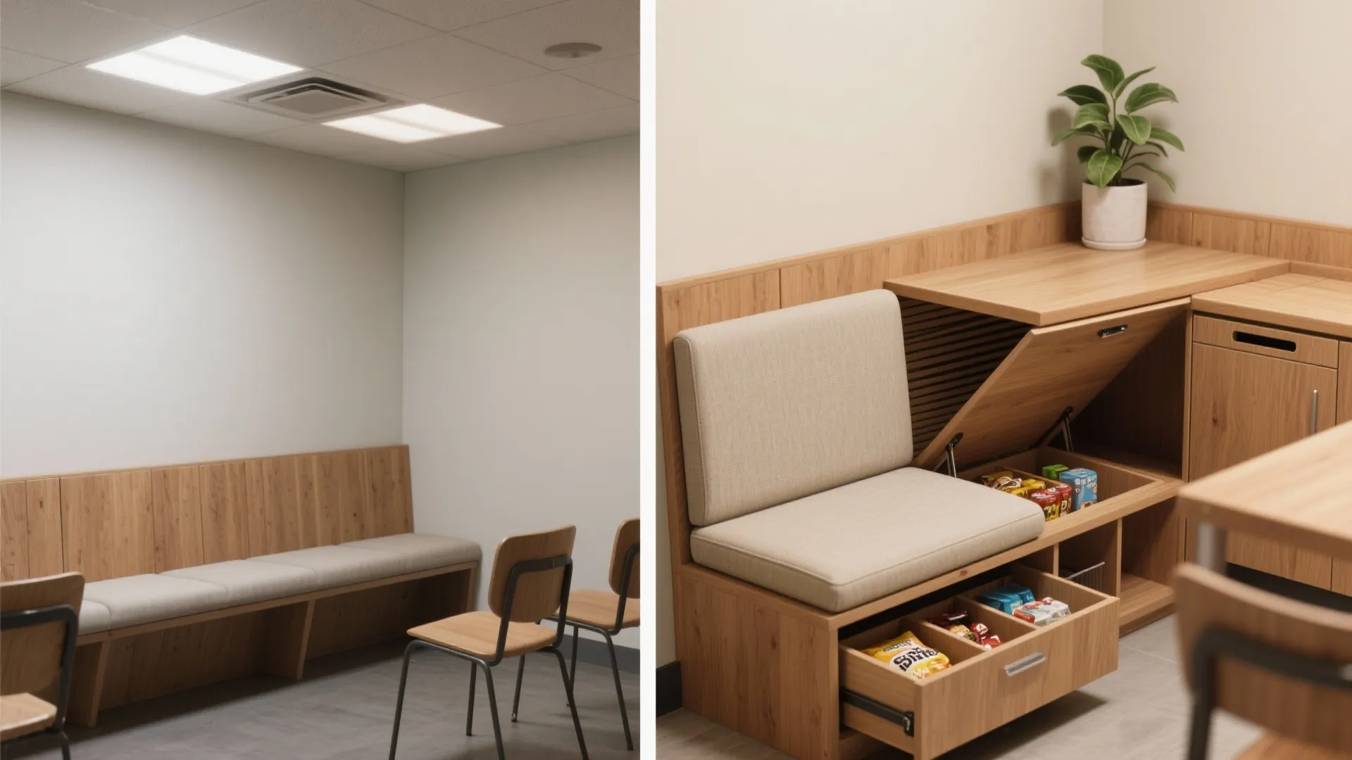 4. Built-in Bench with Hidden Storage