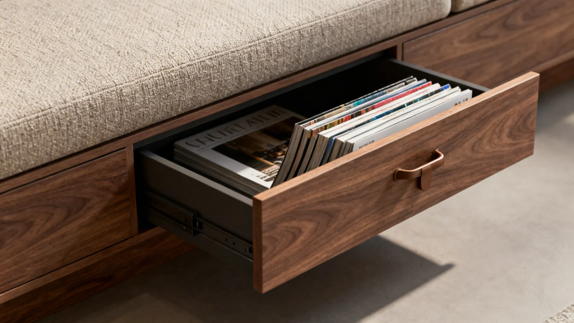 1. Bench seating with built-in storage
