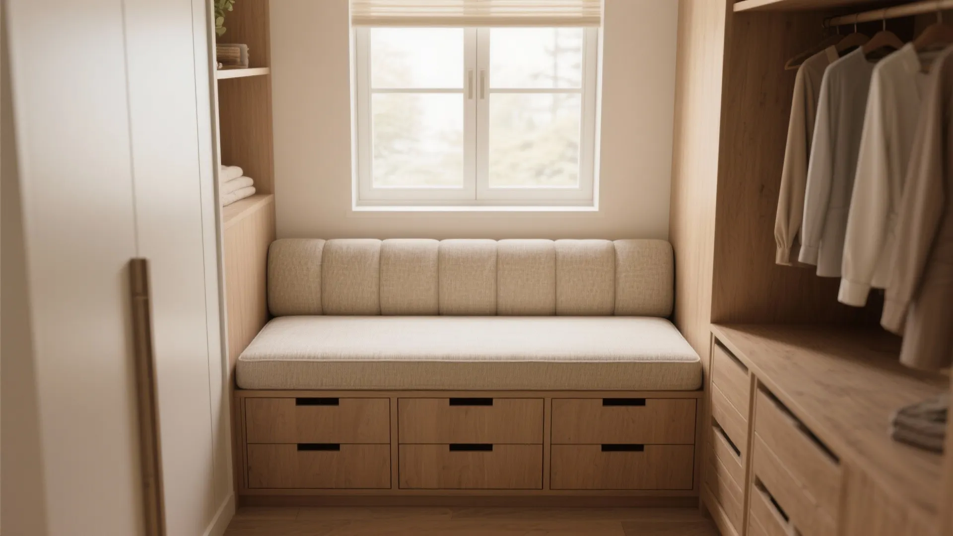 Built-in bench with storage drawers