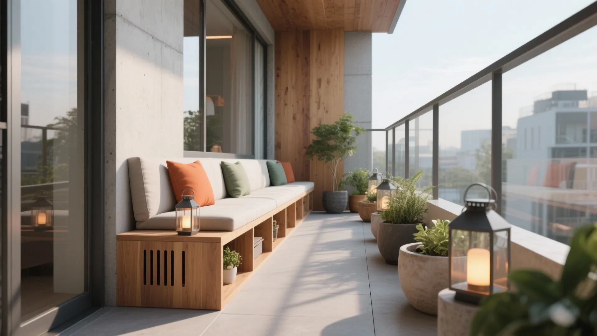 Built-in bench with hidden storage