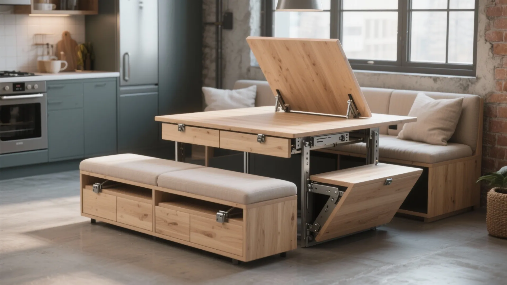5. Multipurpose furniture: bench that becomes table