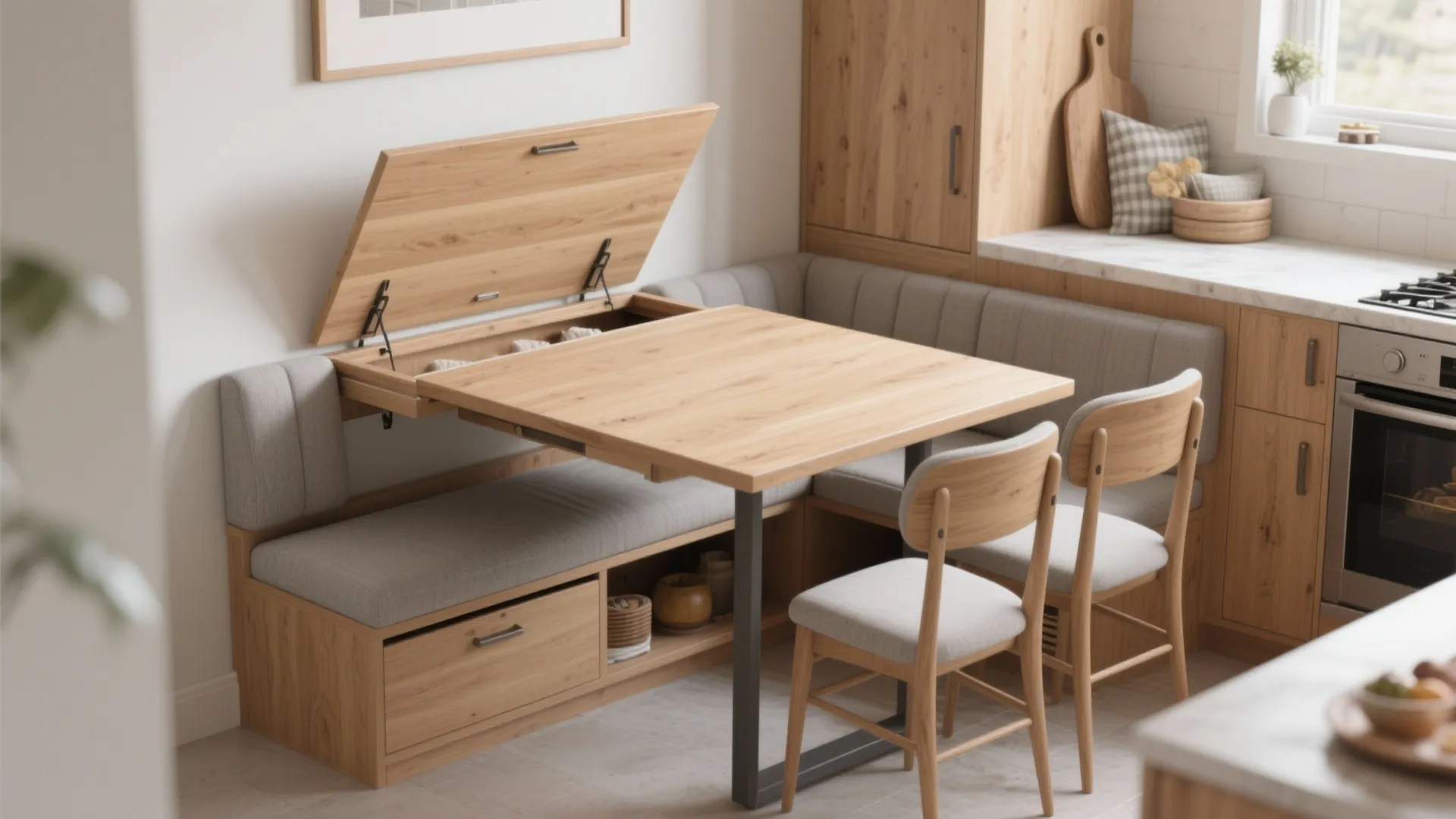 3. Bench-and-table combo (convertible seating)