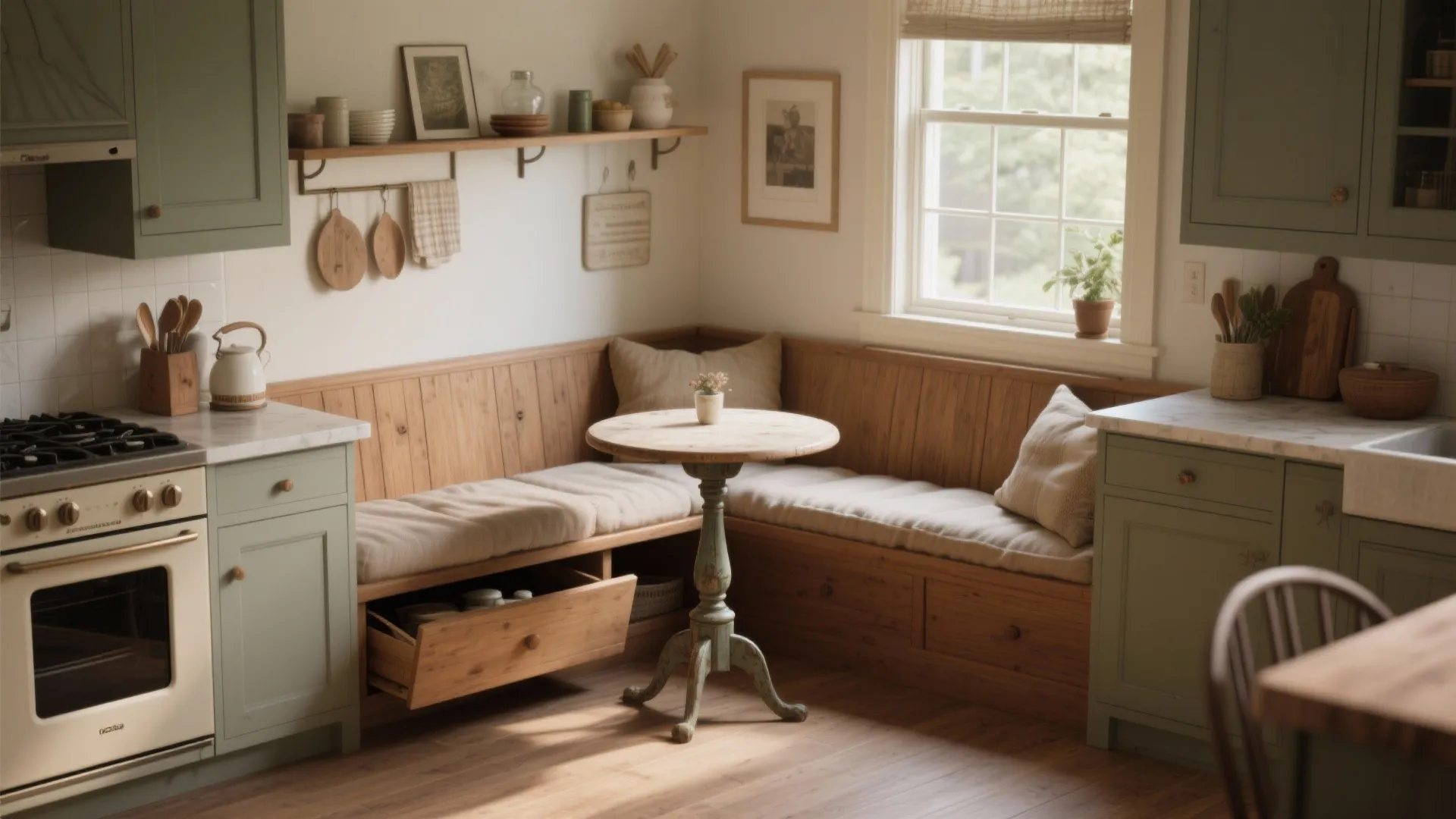 5. Built-in Bench and Table Combo