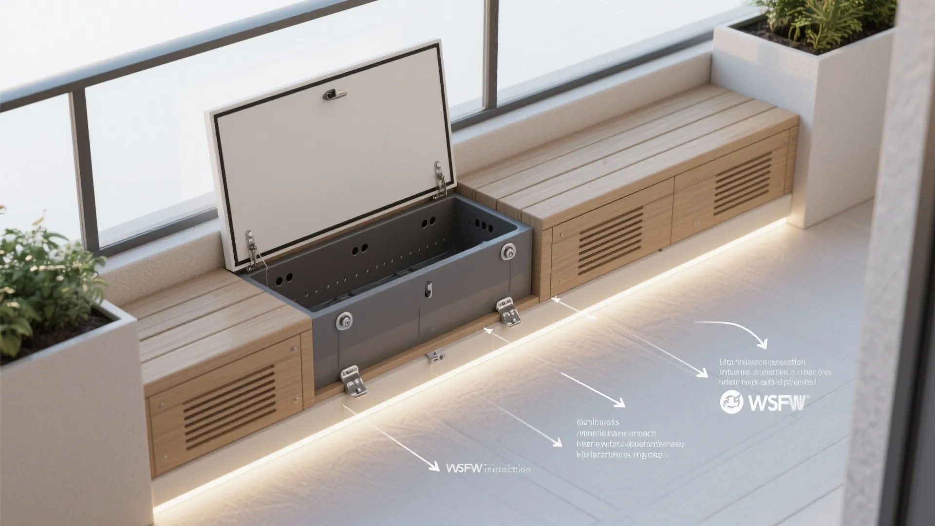 2) Built-in Bench with Hidden Storage (Plus a Planter Edge)