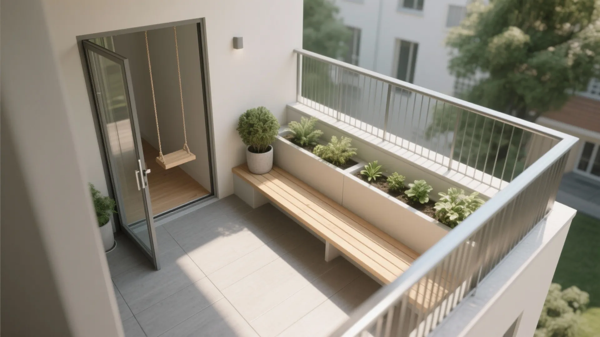 Minimalist Balcony Storage with a Built‑in Bench