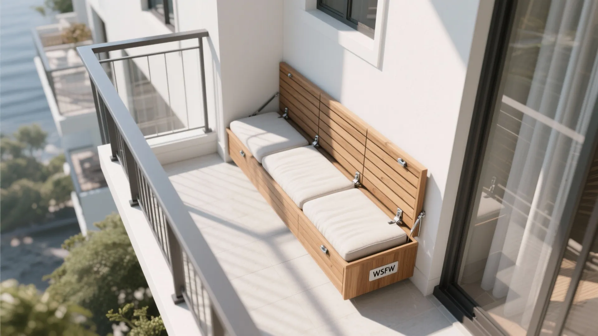 Slim bench seating with hidden storage