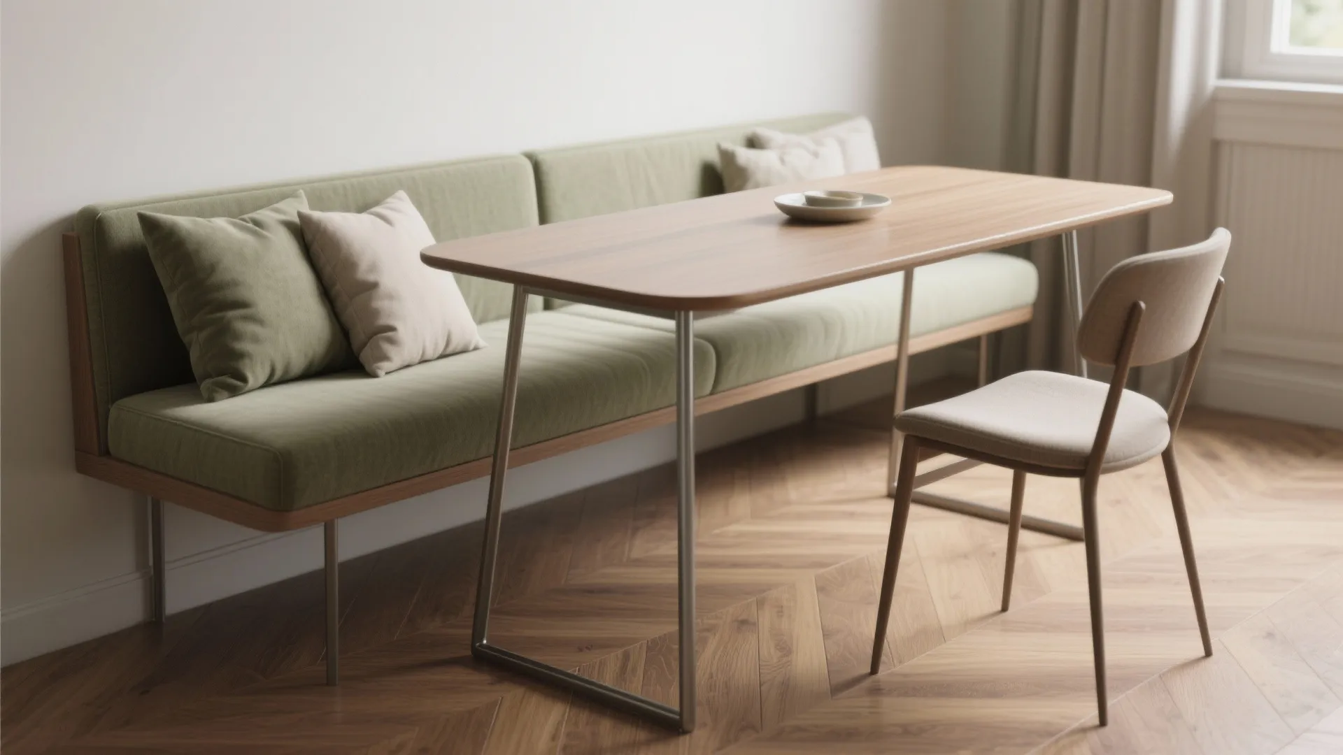 2. Bench seating that tucks under the table