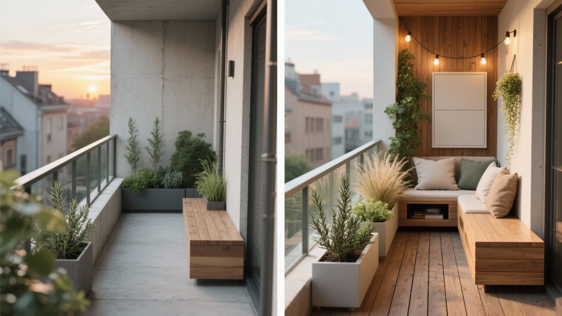 Built-in seating with planter edges (the tiny-garden retreat)