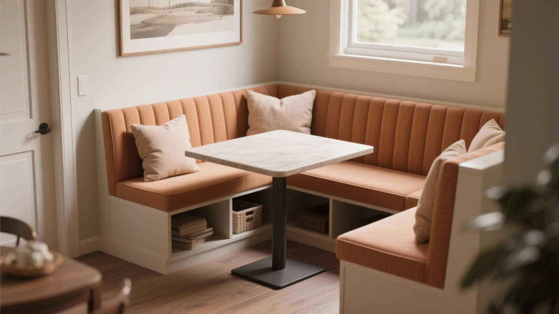 4. Bench seating against the wall