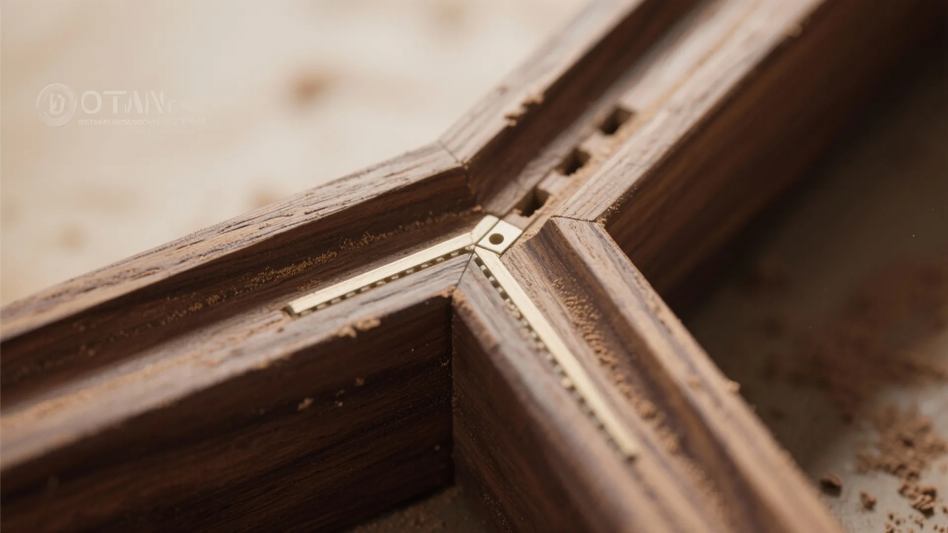3. Beveled miter frame with hidden joinery — shop-level finish