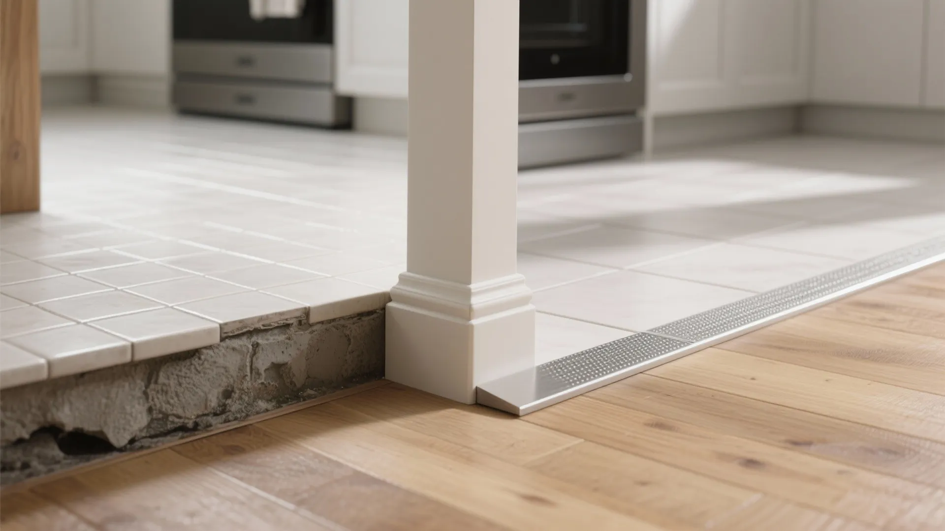 5. Beveled or ramped transition with a small step-down