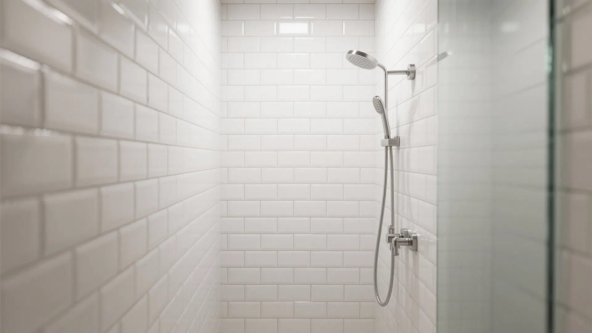 Monochrome 3D subway tiles with shadow lines