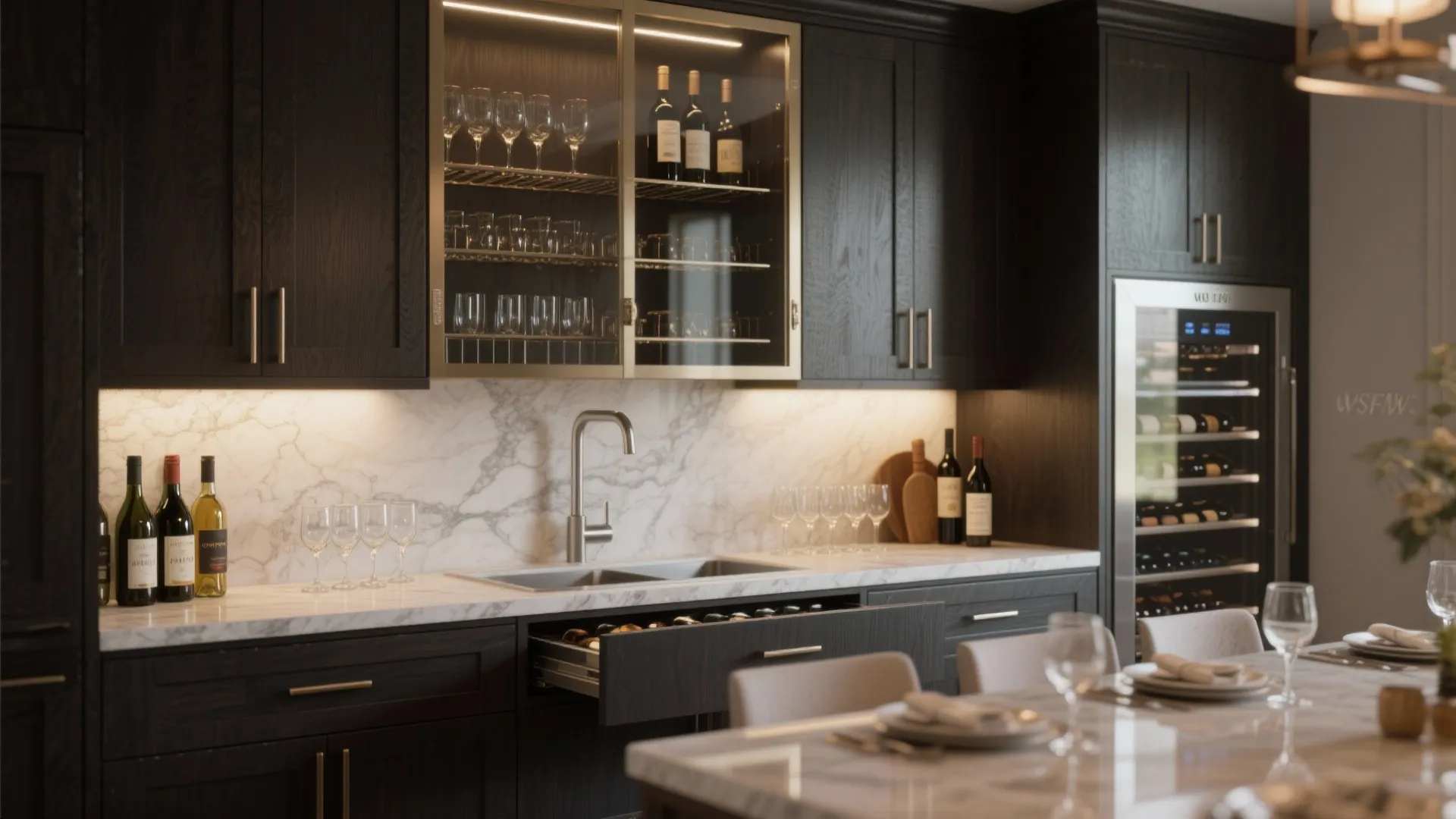 5. Integrated bar or beverage center