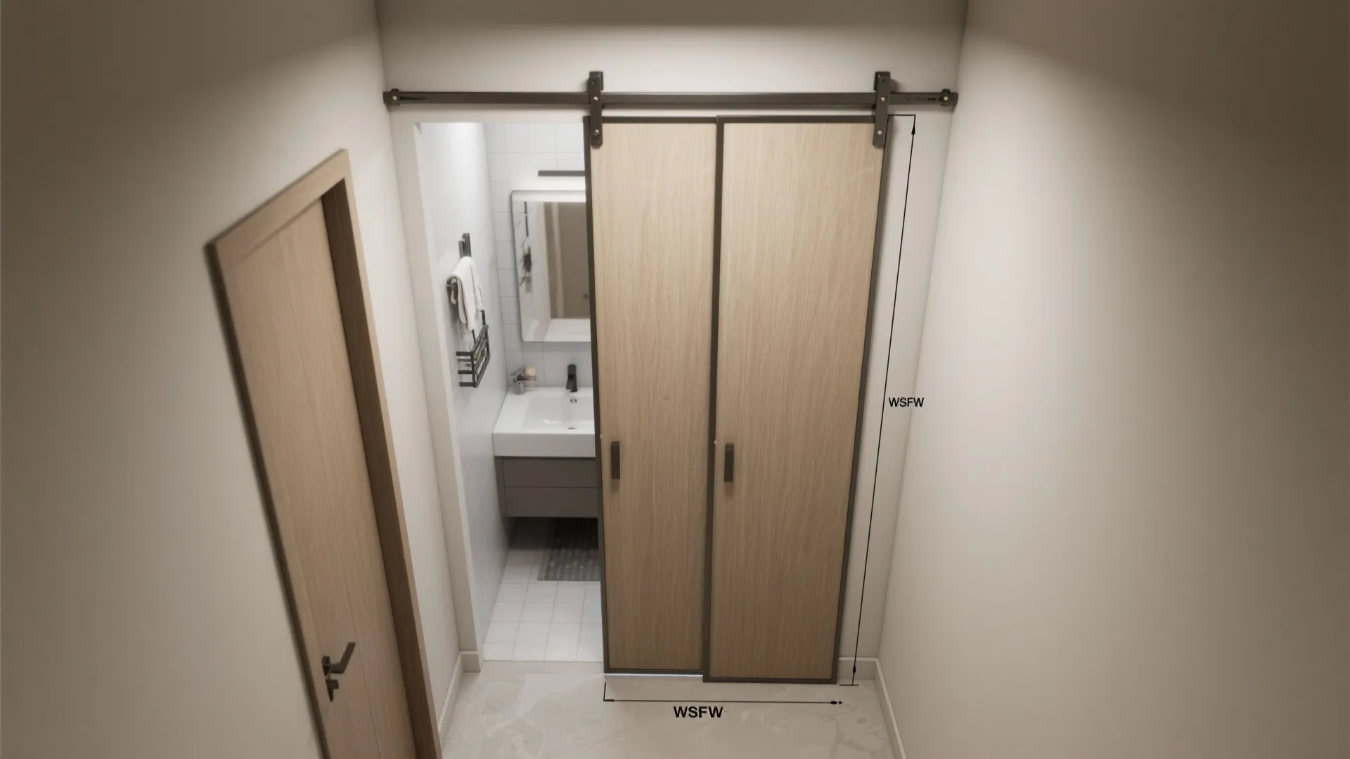 3. Bi-fold sliding kit for ultra-tight spaces