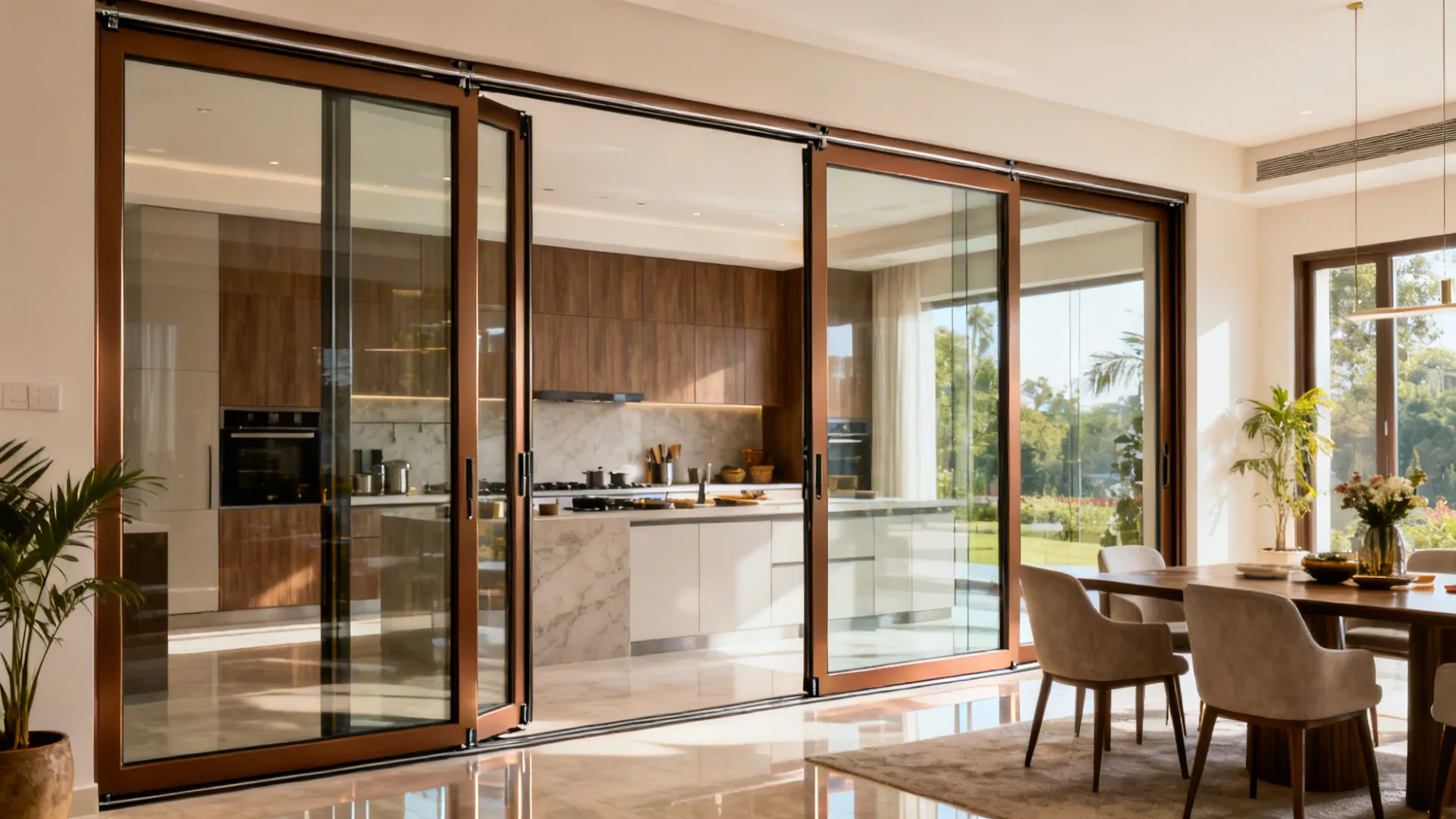 Bi-Fold Acoustic Glass Wall for Flexible Hosting