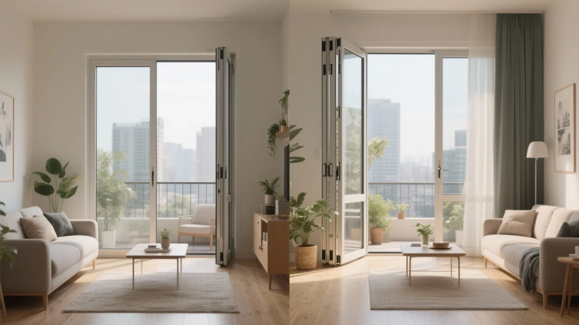 5) Bi-fold aluminum doors for flexible openings
