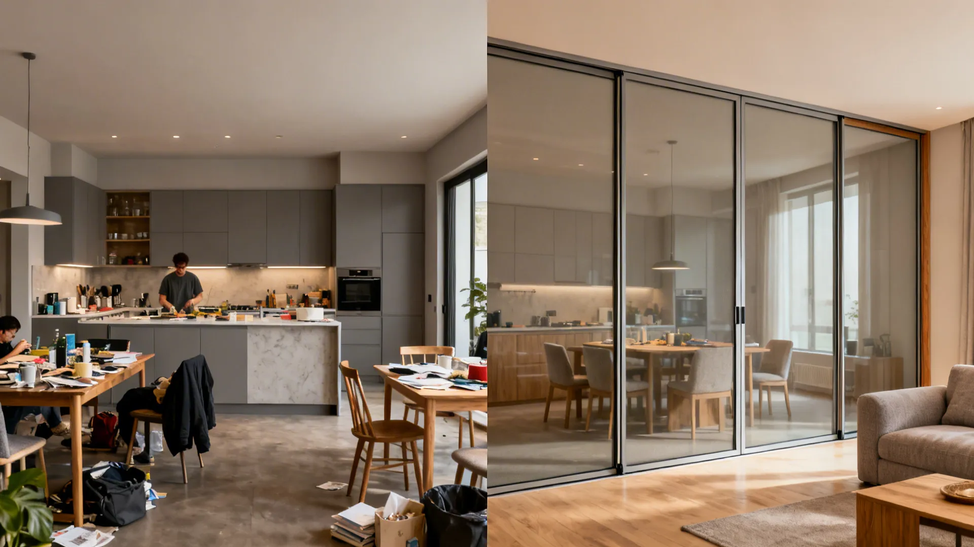 Bi-Fold Acoustic Glass Wall for Flexible Hosting