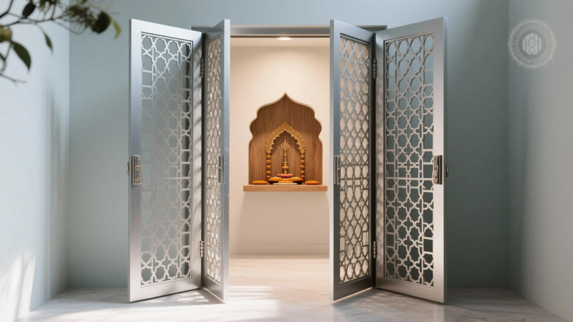 Bi-fold doors with CNC-cut jaali