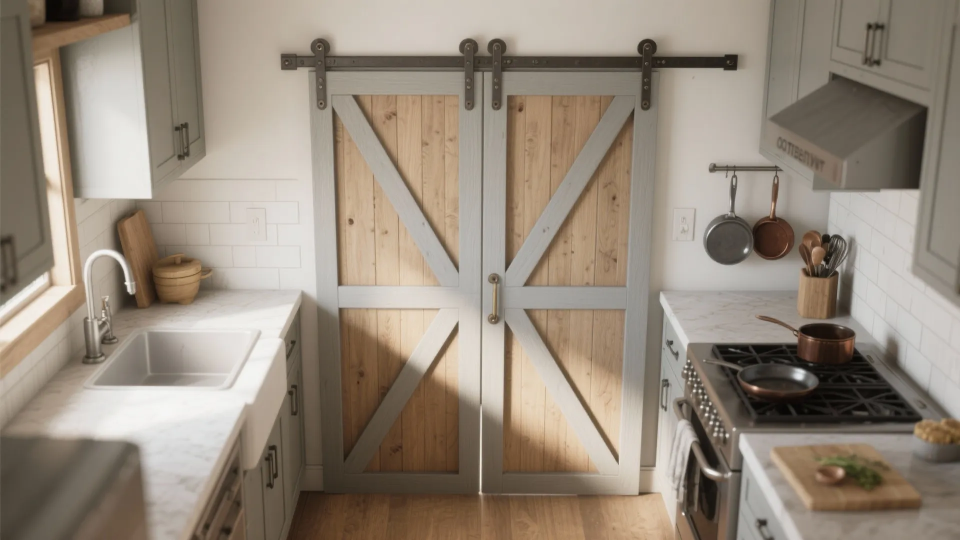 3. Bifold Barn-inspired Door to Save Wall Space